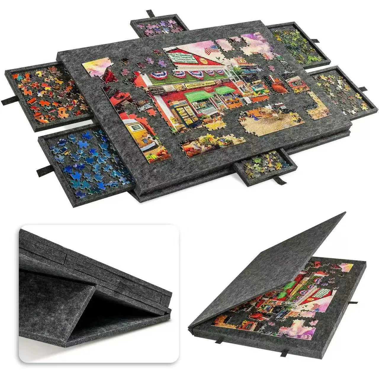 Deska do układania puzzli 1000 elementów z 6 szufladami | przenośny antypoślizgowy organizer