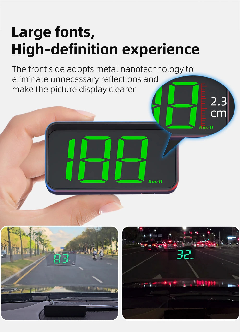 M2 HD Car HUD Windshield Projector | GPS Speedometer Display