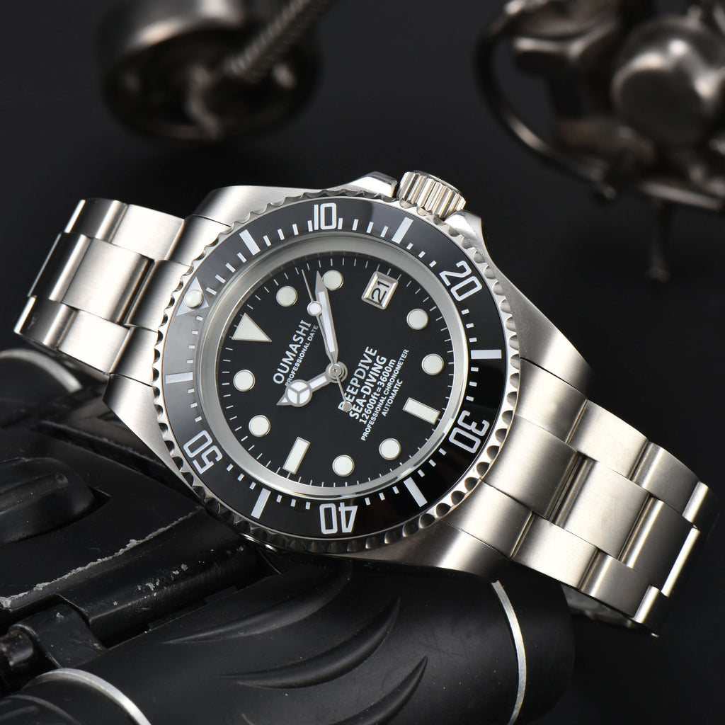 Męski 44mm zegarek automatyczny mechaniczny deep sea