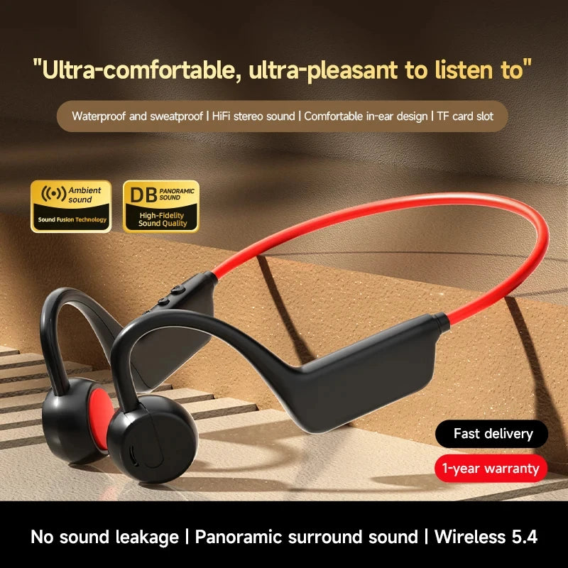 Zestaw słuchawkowy 2026 bone conduction: bezprzewodowe słuchawki sportowe ipx8 do pływania z mikrofonem