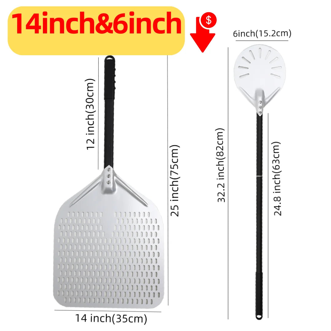 6-14 Inch Hard Anodized Aluminum Pizza Peel – Durable Oven Spatula & Bread Paddle