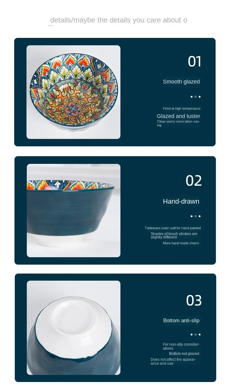 Bohemia Retro Ceramic Tableware Set for 4 | Elegant Dining