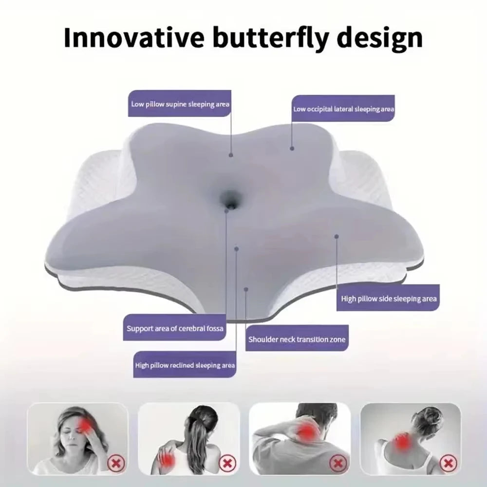 2026 Butterfly Memory Foam Sleep Pillow | Ergonomic Neck Protection & Slow Rebound Comfort