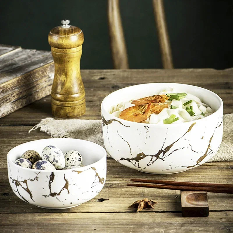 Nordic Marble Ceramic Bowl Set - Elegant Kitchen & Dining
