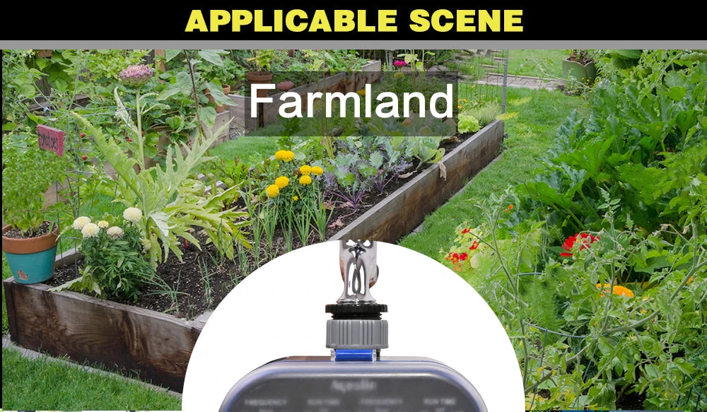 Automatyczny zegar do nawadniania ogrodu z dwoma wyjściami, zaworem kulkawym i czterema pokrętłami, obsługa ciśnienia 0 bar, do ogrodu i podwórka