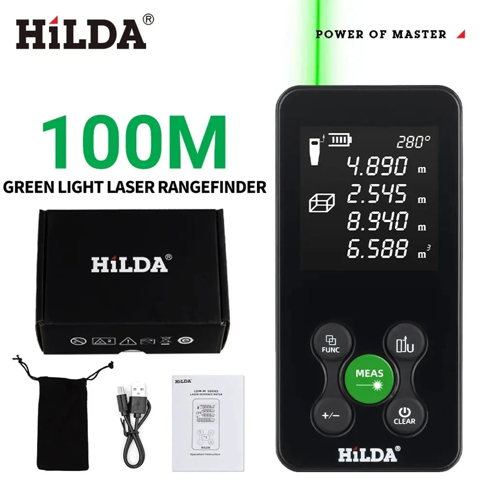 HILDA Laser Rangefinder | Digital Red/Green Light Distance Meter 50M-120M
