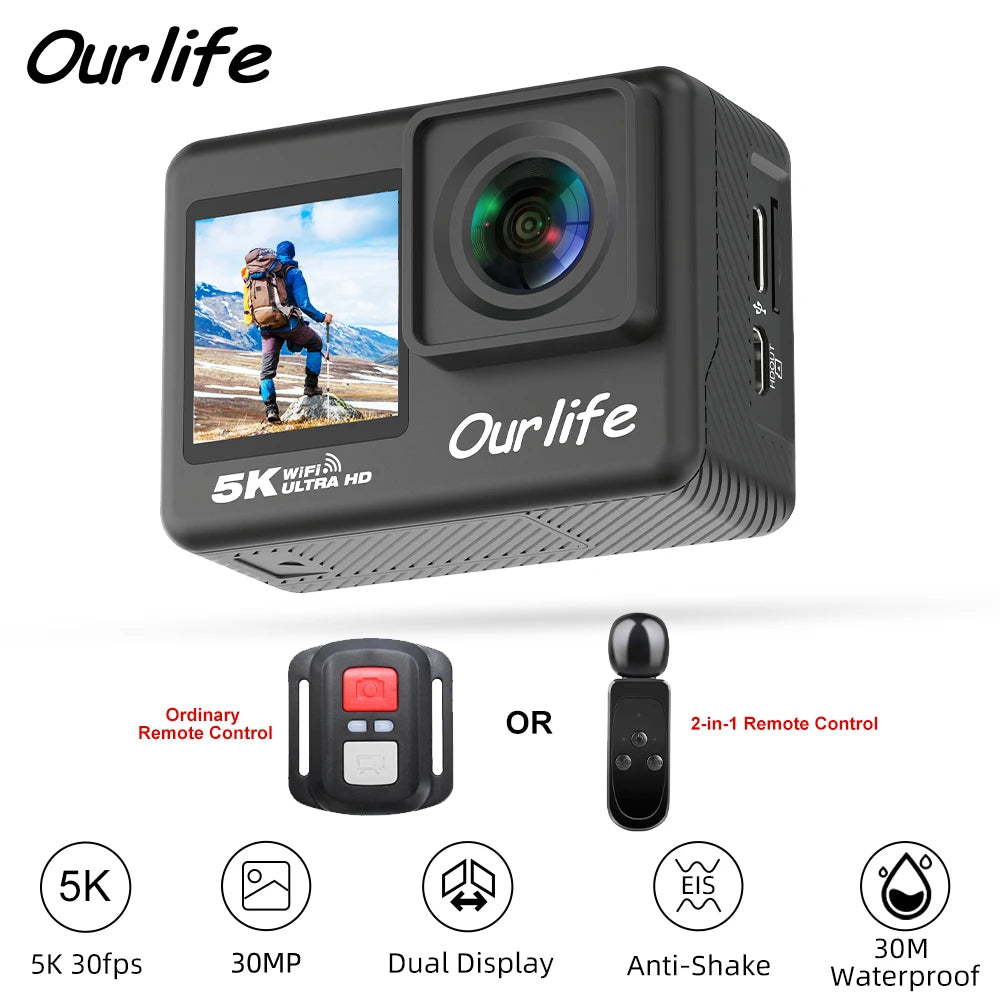 Ourlife kamera akcji 4k - wodoodporna, wi-fi, dotykowy ekran lcd | uchwyć przygody