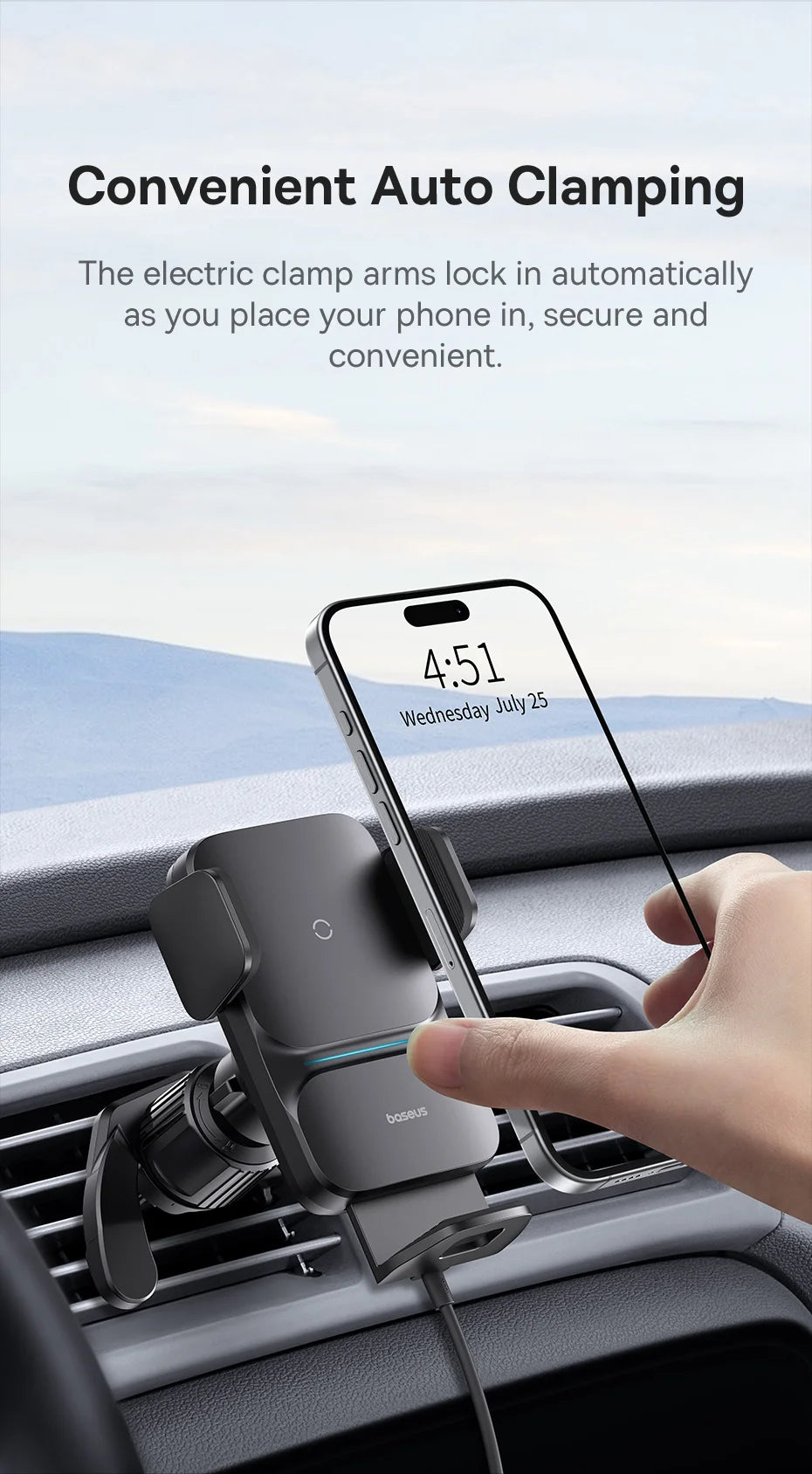 Baseus Infrared 15W QI Wireless Car Charger Phone Holder