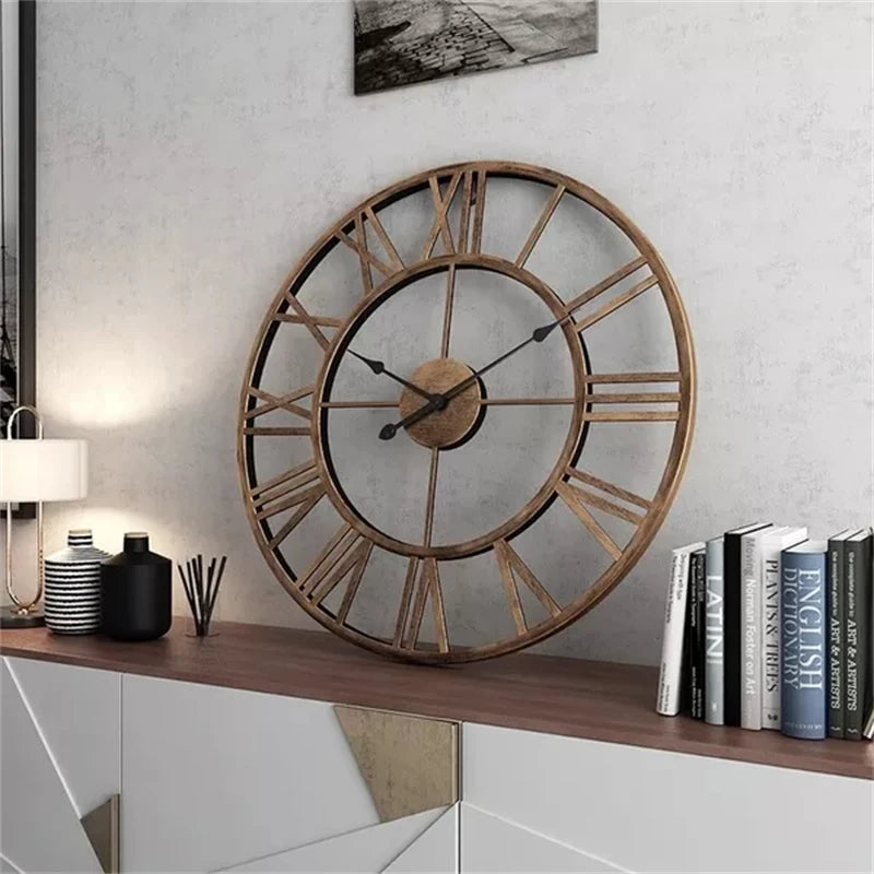 Duży 60cm nordic retro metalowy zegar ścienny cichy 3d | dekoracja domu