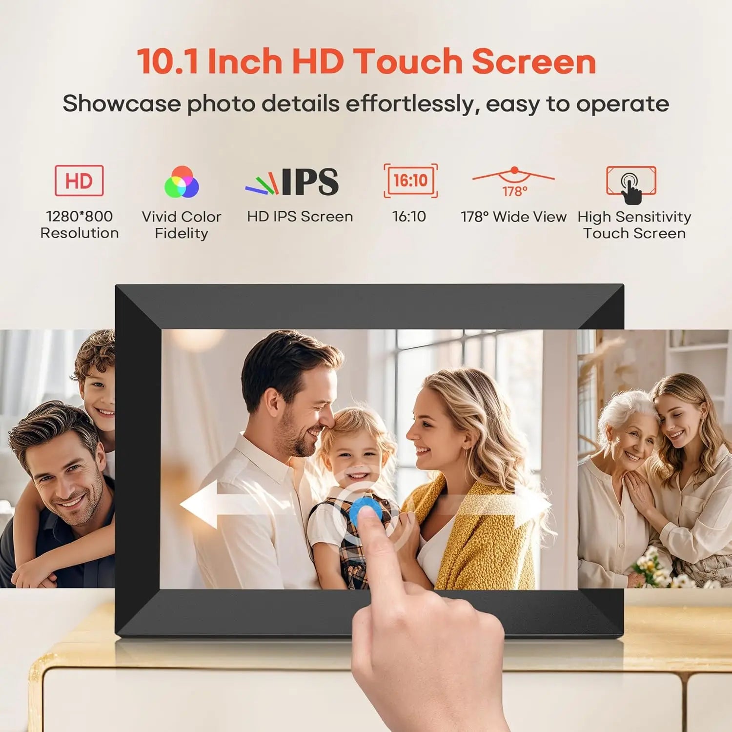 Frameo 10.1" Smart WiFi Digital Photo Frame | Touch IPS HD Display