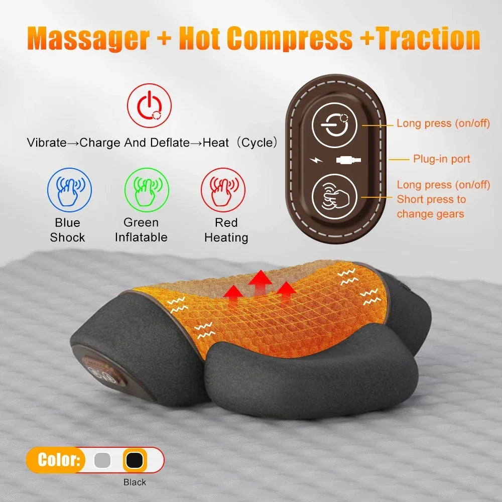 Electric Neck Massager Pillow with Heat & Traction | Cervical Pain Relief