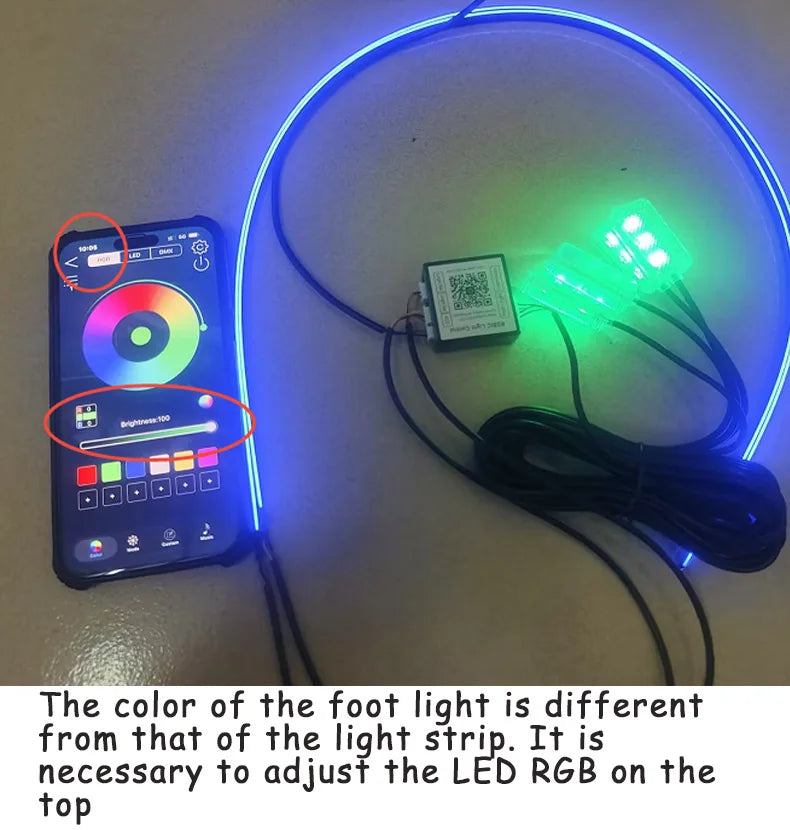 Zestaw ambientowego oświetlenia samochodowego led rgb 14/18 w 1