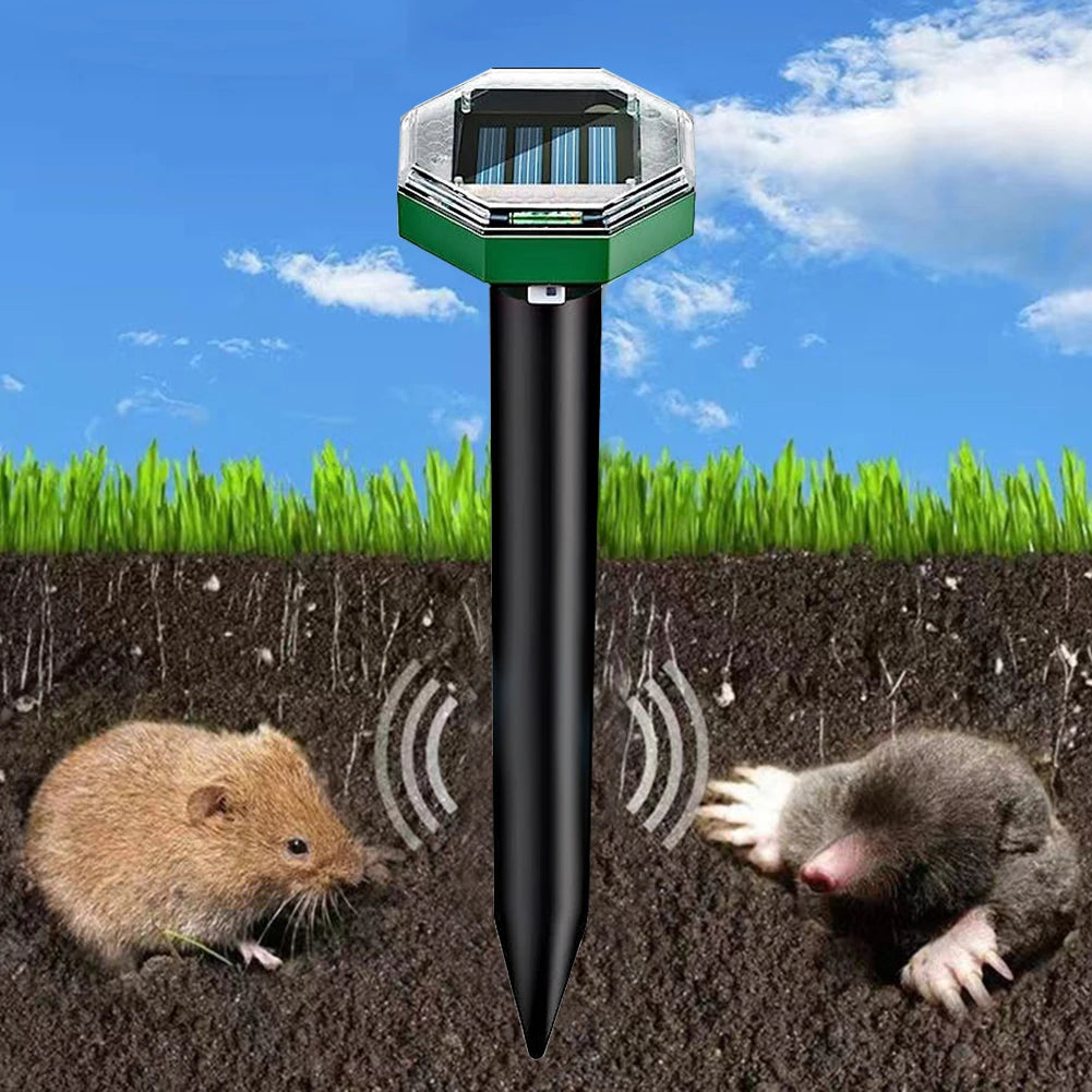 Solar Ultrasonic Pest Repeller - Outdoor Lawn Mouse, Snake & Insect Defense