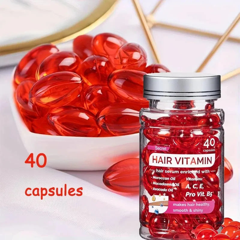 Moroccan Argan Vitamin Hair Oil Capsules - Repair & Nourish Damaged Hair (40 Count)