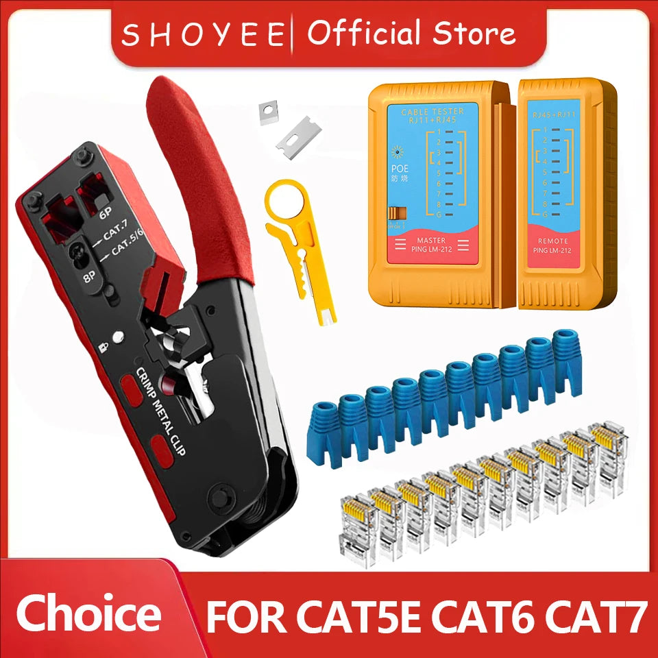 Vabena zaciskarka przepustowa rj45 rj12 rj11 i zestaw do ściągania izolacji | zaciskarka kabli ethernet cat5e-cat7