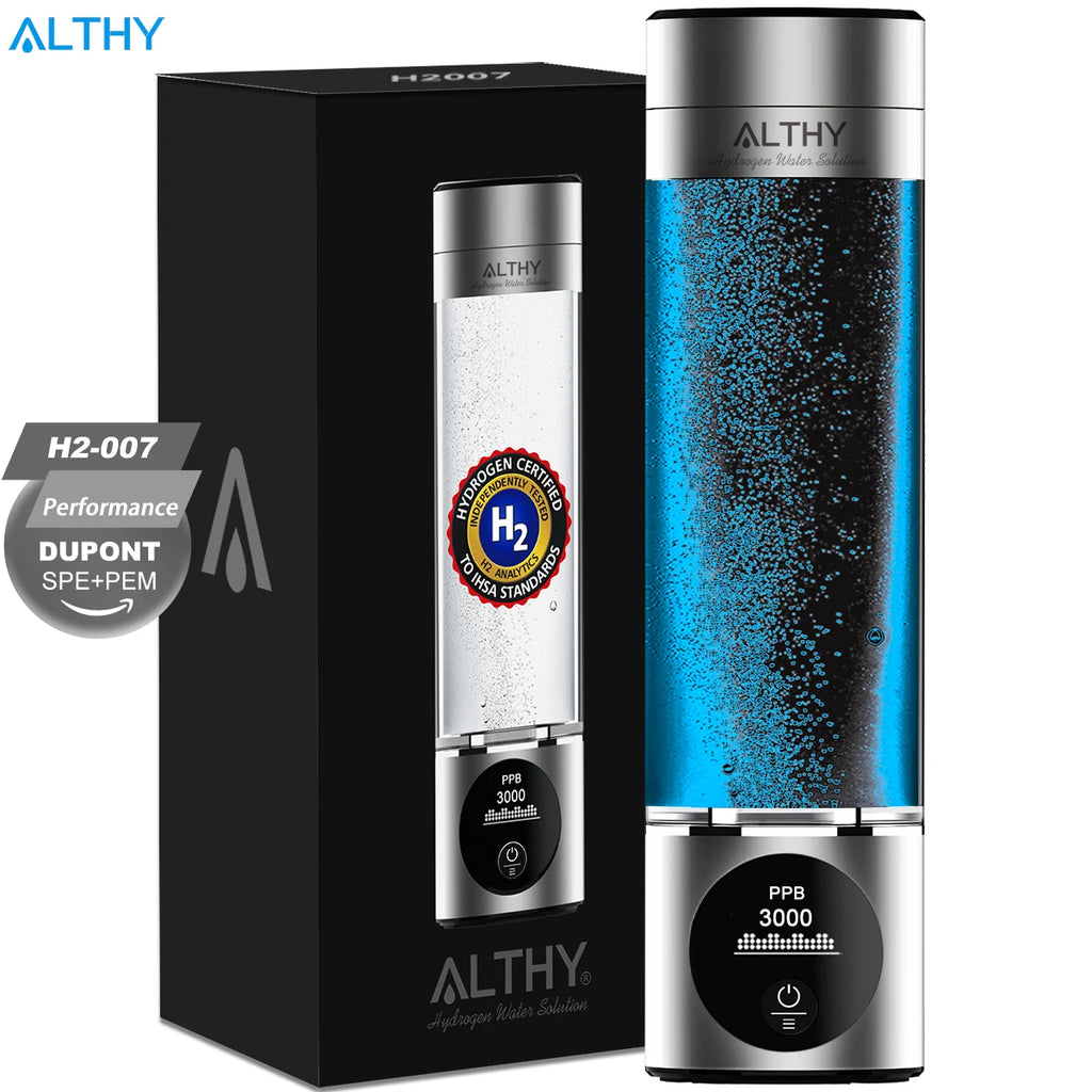 Butelka generatora wody wodorowej althy | dupont spe+pem h2 inhalacja