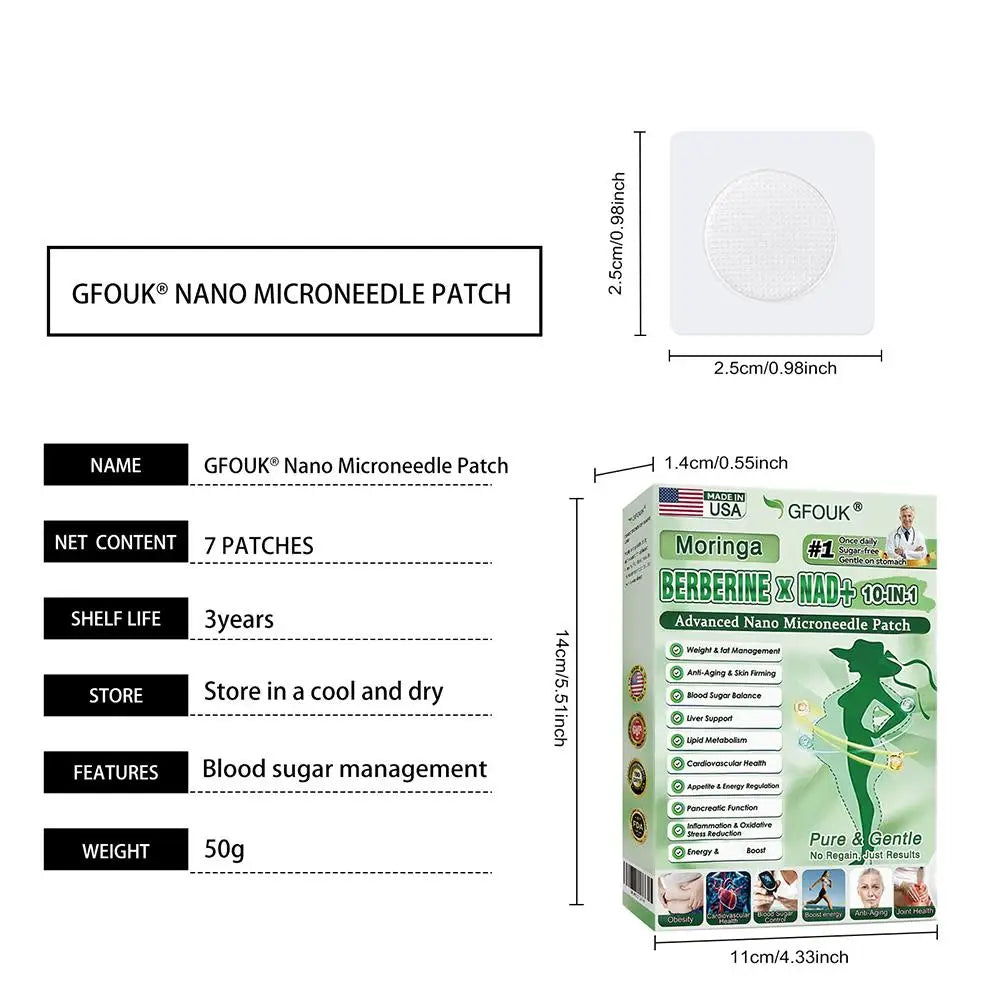Gfouk plaster moringa berberyna nad | 10w1 wsparcie wagi, poziomu cukru i przeciwstarzeniowe