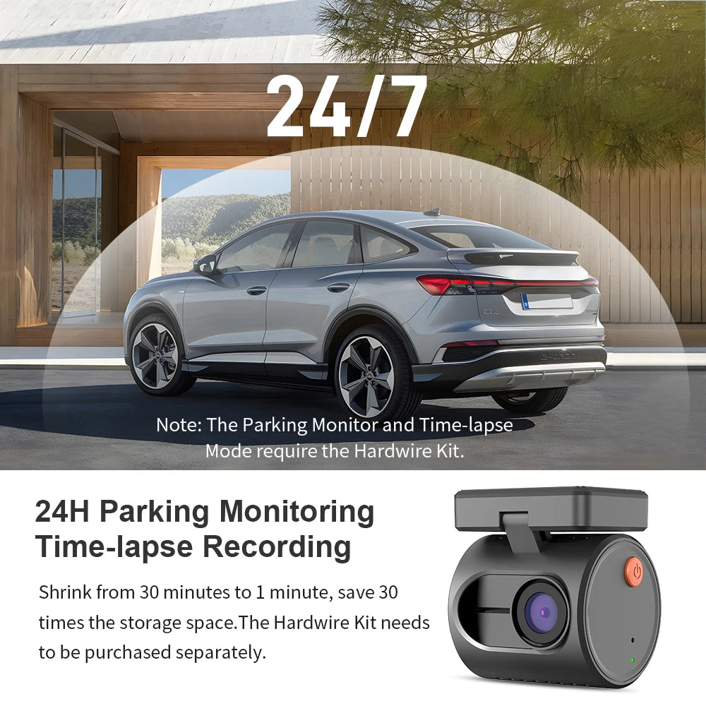Kamera samochodowa kawa dash cam mini 3 - 2k, sterowanie głosem, noktowizja, wifi