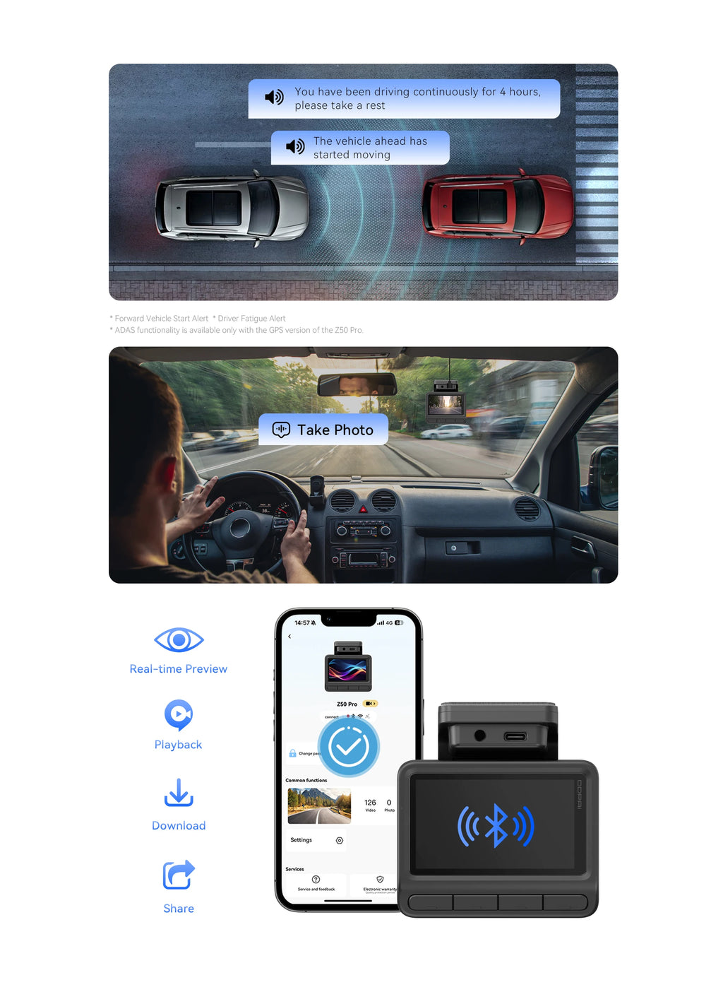 Ddpai z50 pro 4k kamera samochodowa z gps, adas i noktowizją