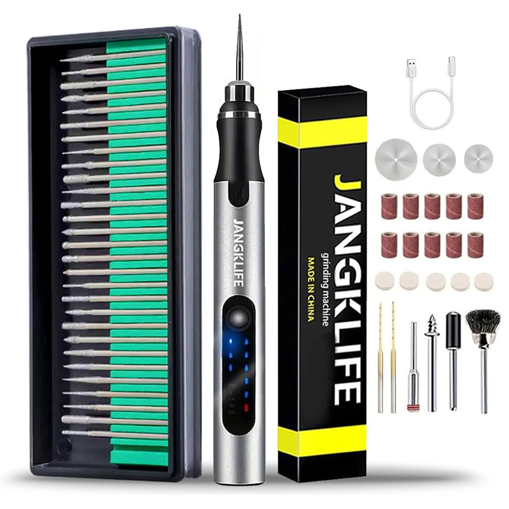 JANGKLIFE USB Cordless Rotary Tool Kit - Engraving Pen for Wood, Metal, Jewelry, Glass