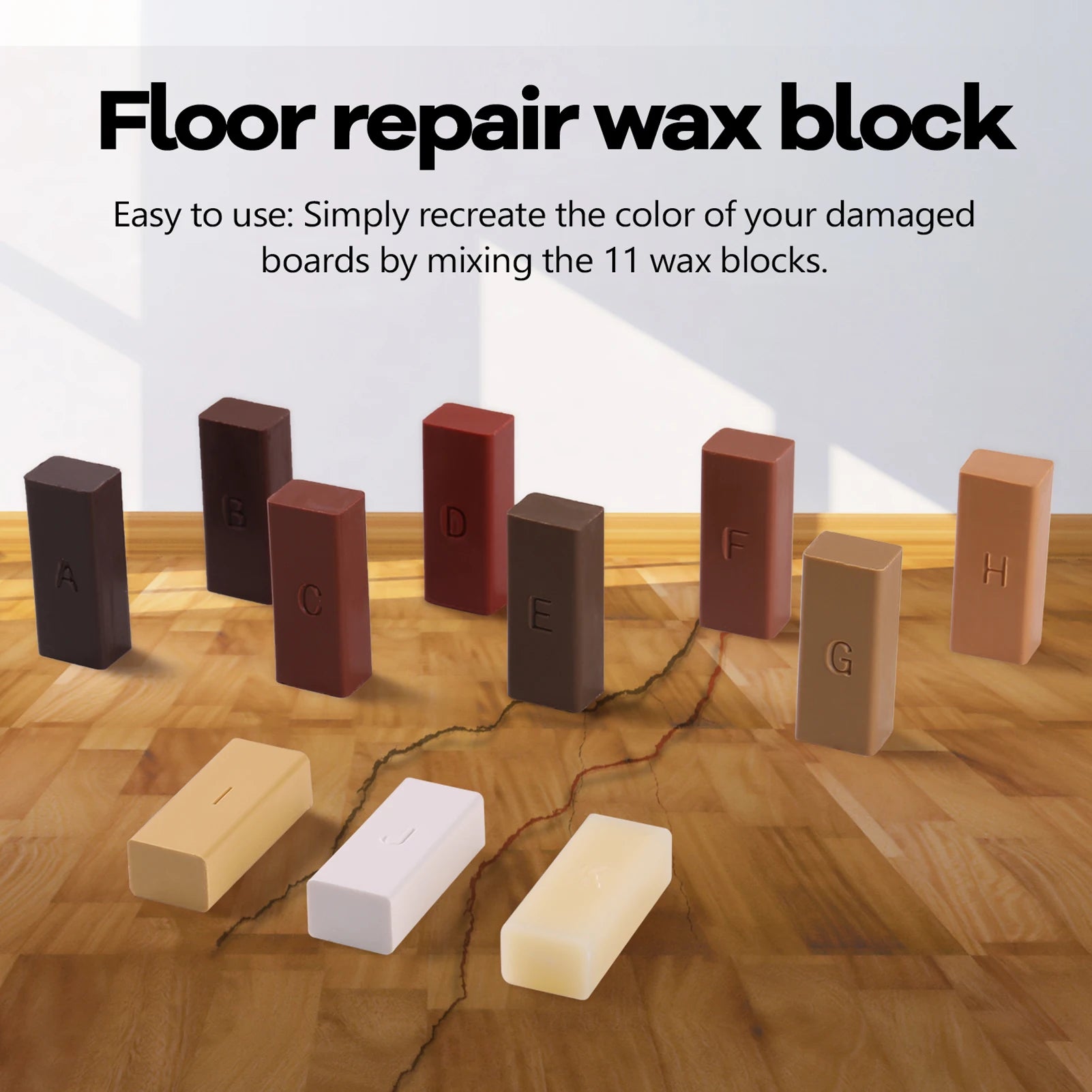 Laminate & Worktop Repair Kit - Wax System for Floors, Chips, Scratches