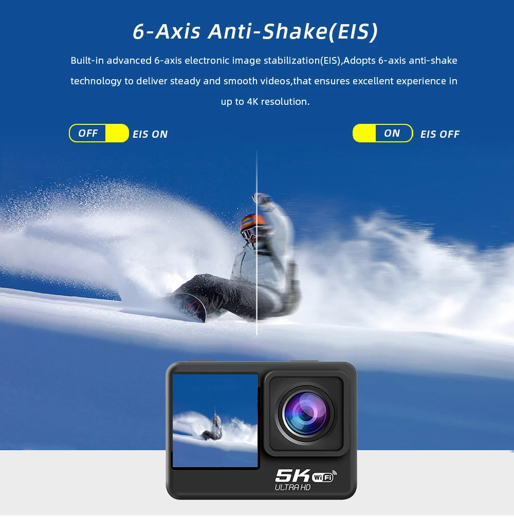 Kamera sportowa sony imx576 5k 4k60fps wodoodporna 48mp z wi-fi