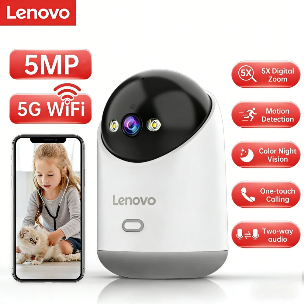 Lenovo 5MP Smart WiFi Outdoor Security Camera with Night Vision