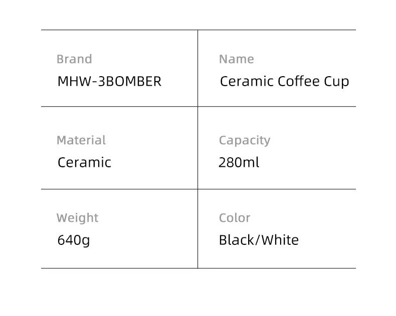 MHW-3BOMBER 280ml Ceramic Art Latte & Espresso Cup Set