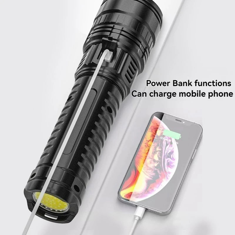 Latarka taktyczna vabena 10000lm, 15000mah — ładowalny reflektor 4km