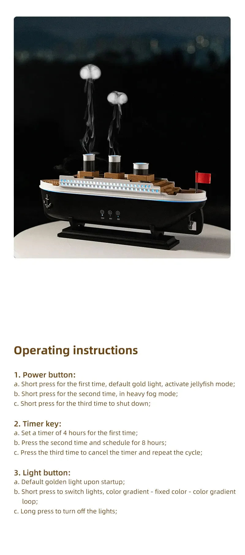Nawilżacz powietrza crearoma titanic – 250ml z pilotem zdalnego sterowania