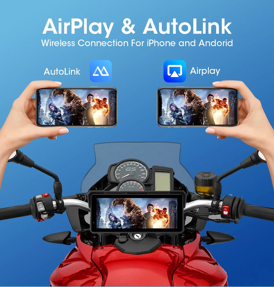 Monitor motocyklowy jansite 8.1" 4k z rejestratorem dvr, carplay i gps