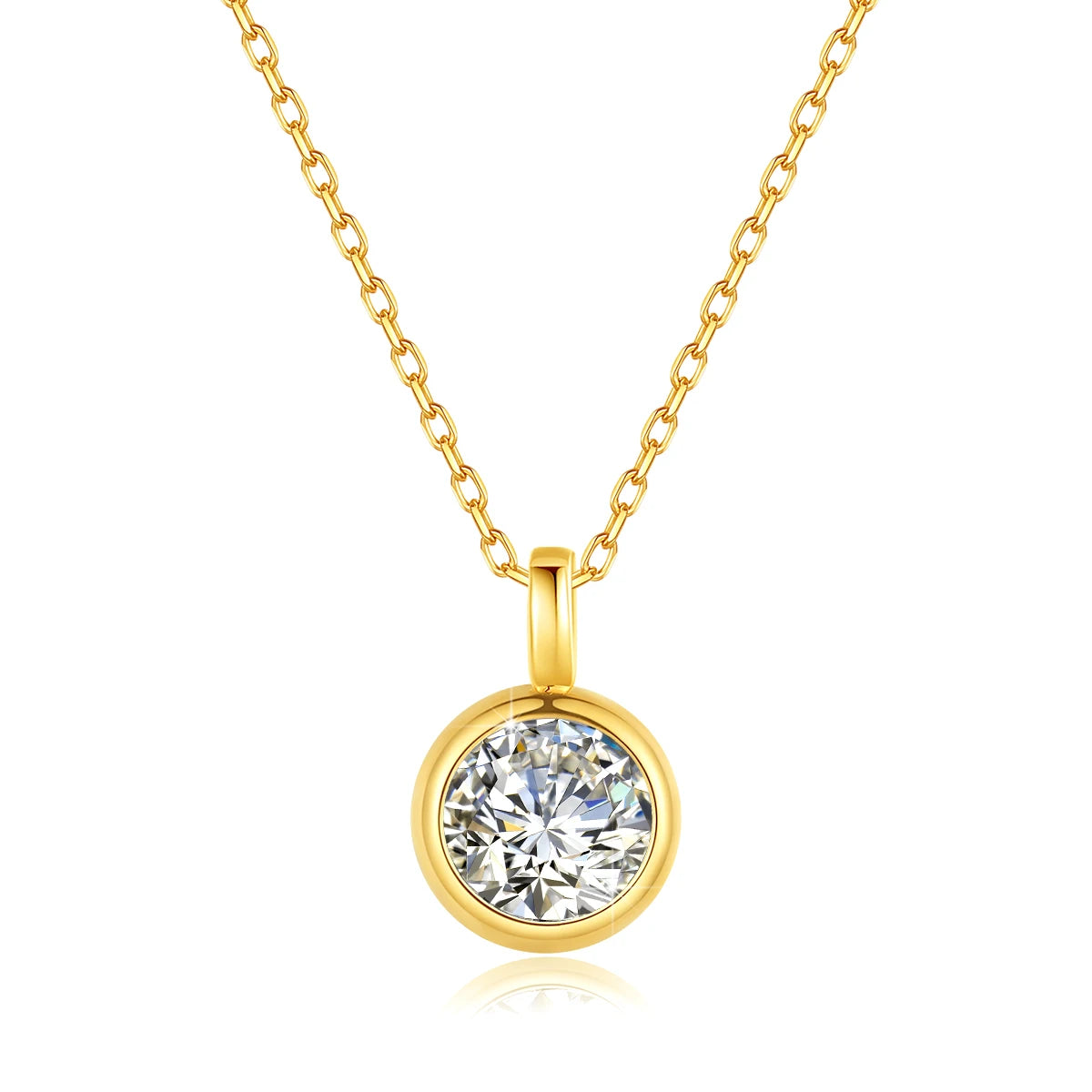 18K Gold Moissanite Necklace for Women - 1CT AU750