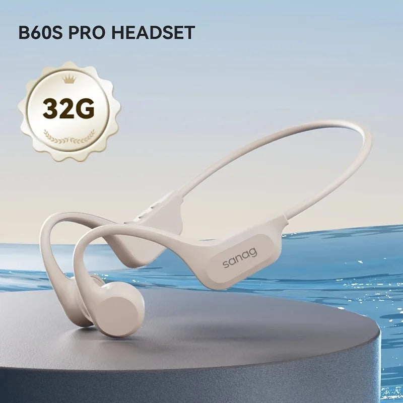 Słuchawki pływackie sanag b60s z przewodnictwem kostnym ipx8 bluetooth mp3