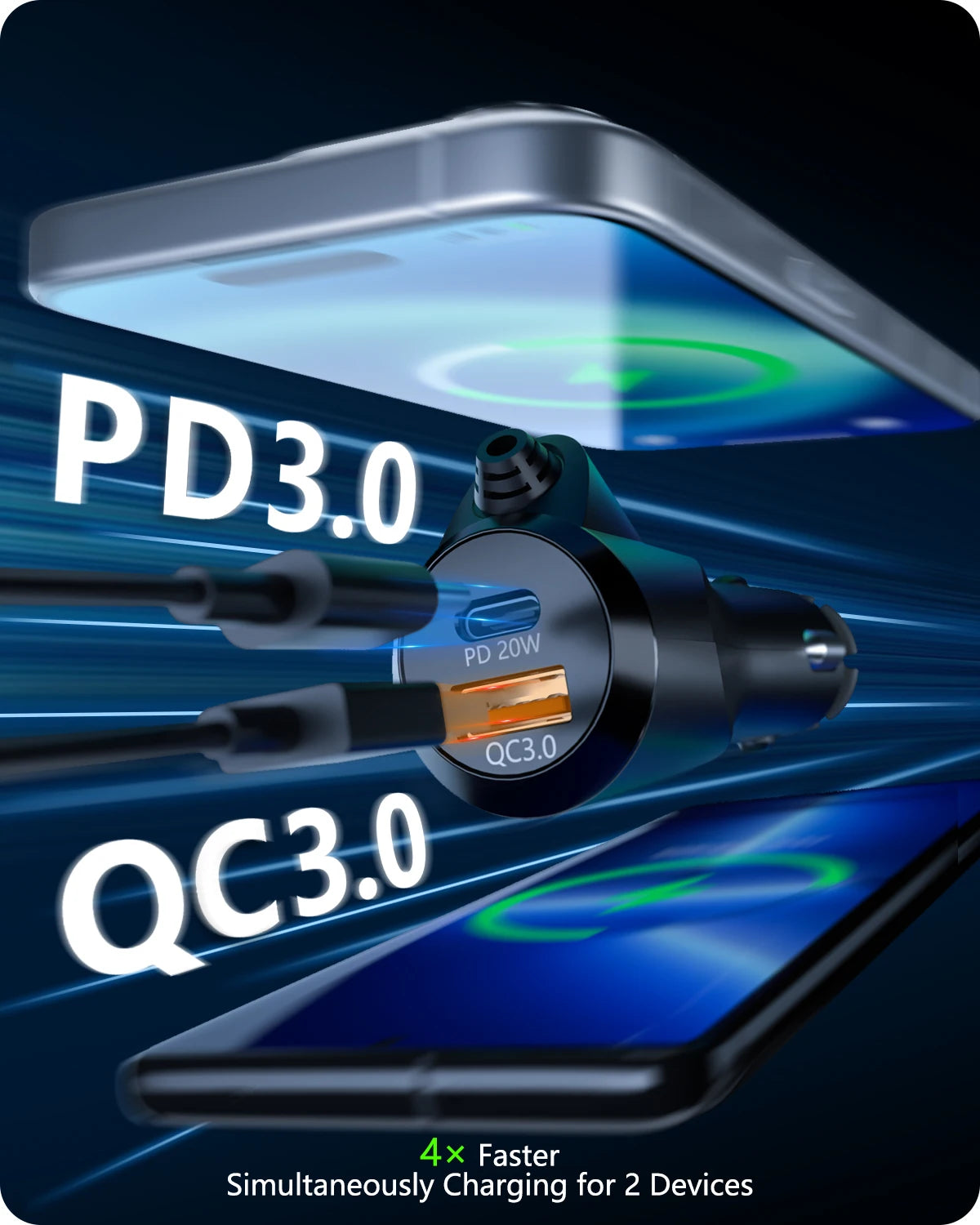 Lencent bluetooth 5.3 samochodowy nadajnik fm i szybka ładowarka