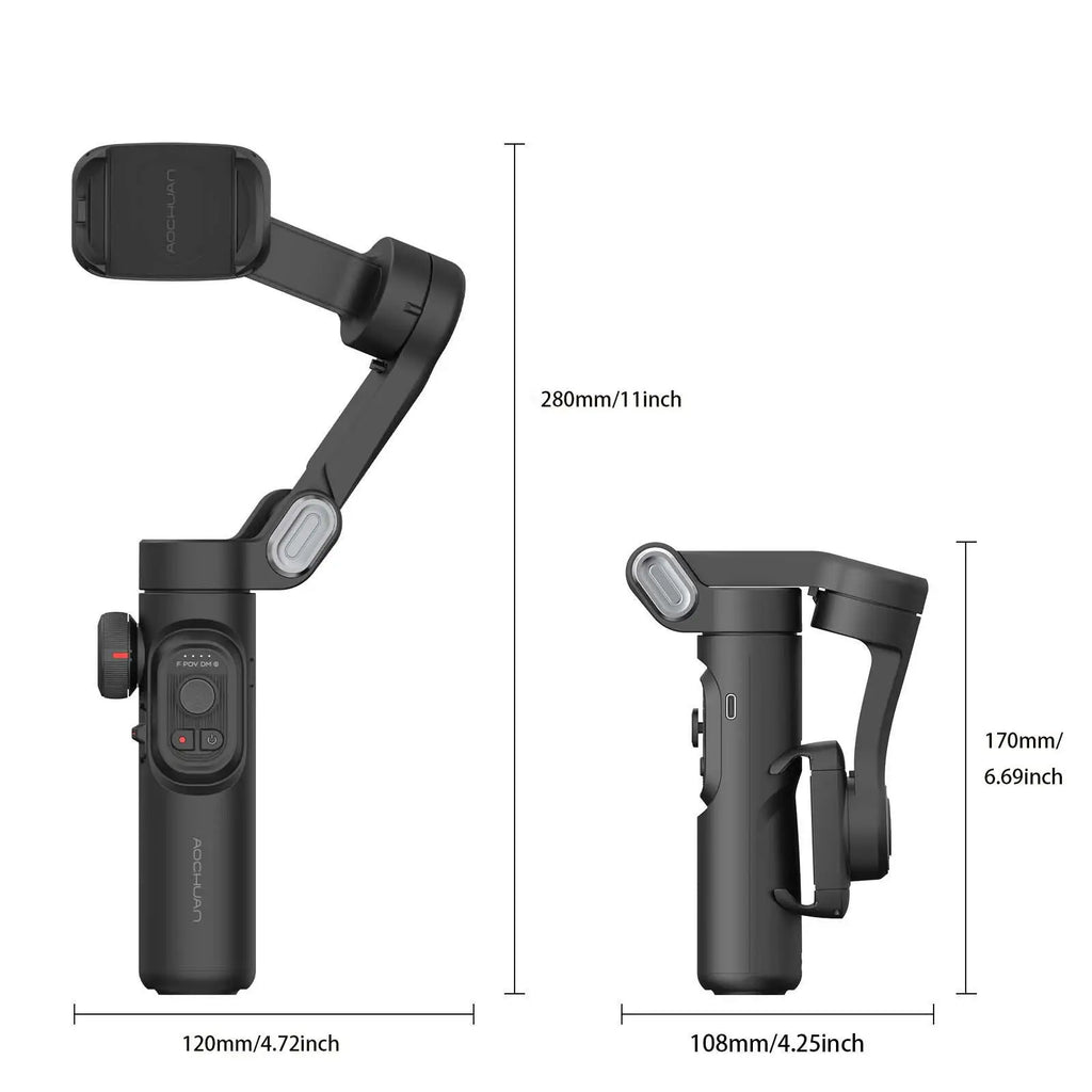 Stabilizator gimbalowy aochuan 3-osiowy do smartfonów z lampą led