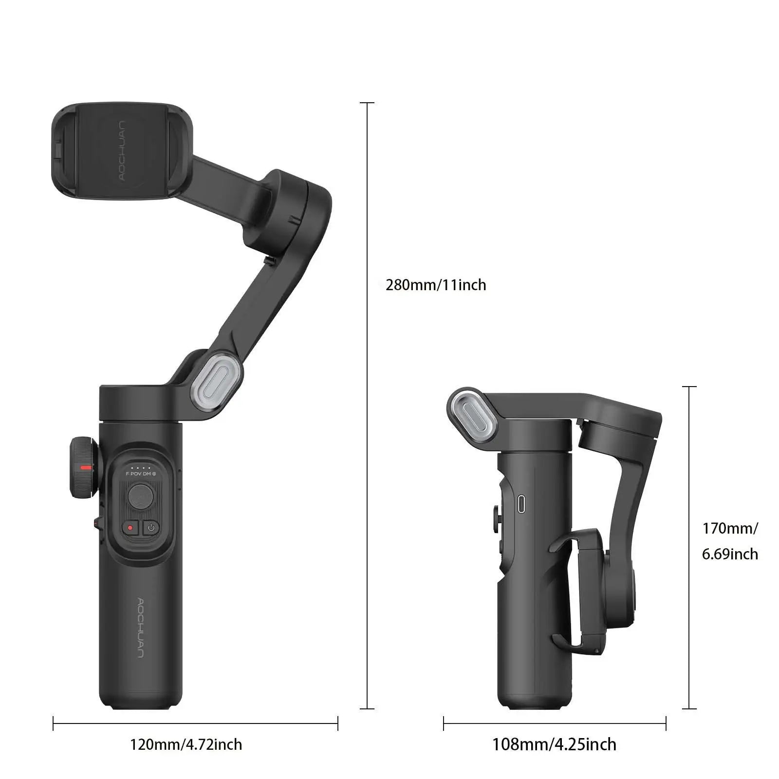 Stabilizator gimbalowy aochuan 3-osiowy do smartfonów z lampą led