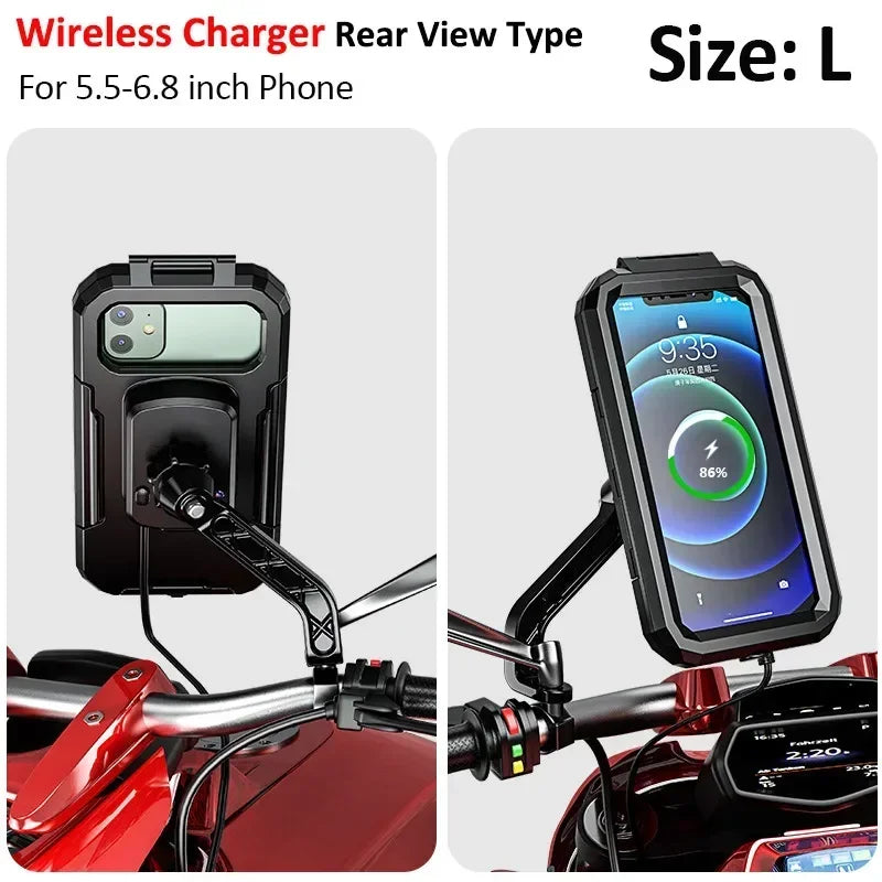 Uchwyt na telefon z ładowarką bezprzewodową do motocykla - szybkie ładowanie qc 3.0