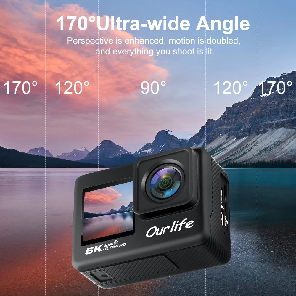 Ourlife kamera akcji 4k - wodoodporna, wi-fi, dotykowy ekran lcd | uchwyć przygody