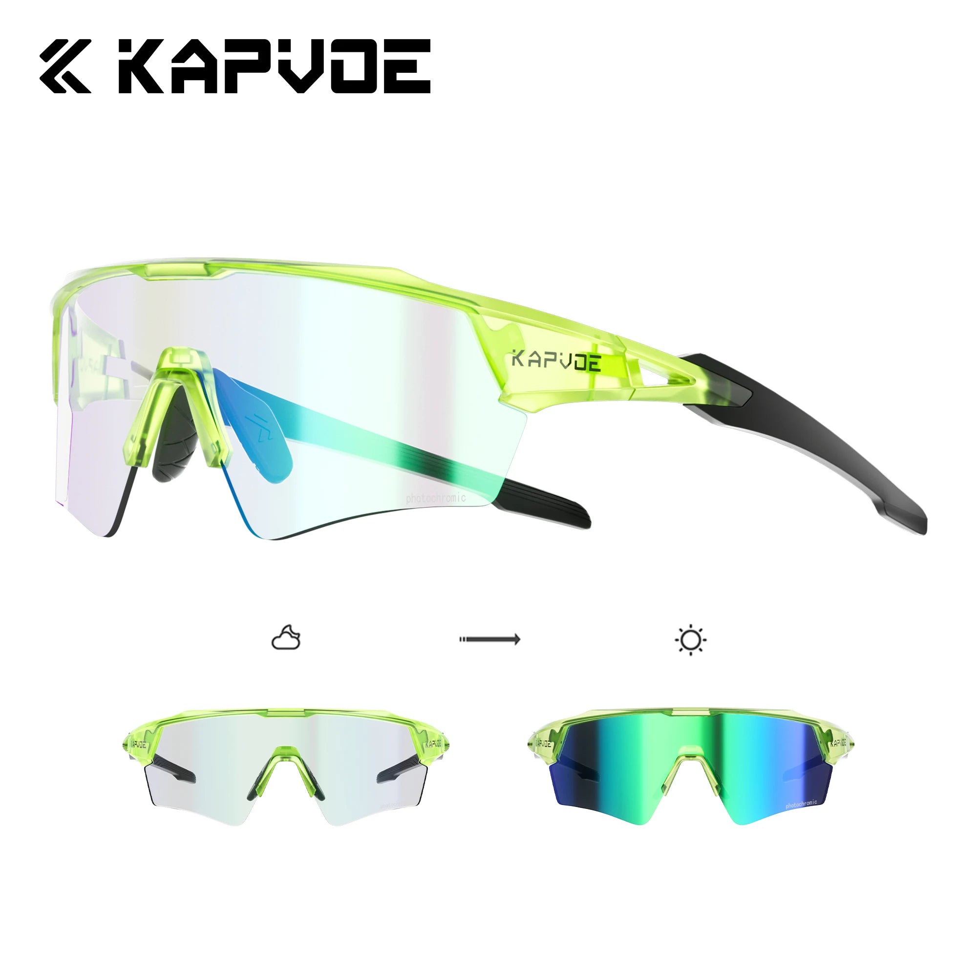 Okulary rowerowe kapvoe fotochromowe mtb uv400 do biegów i sportów na świeżym powietrzu