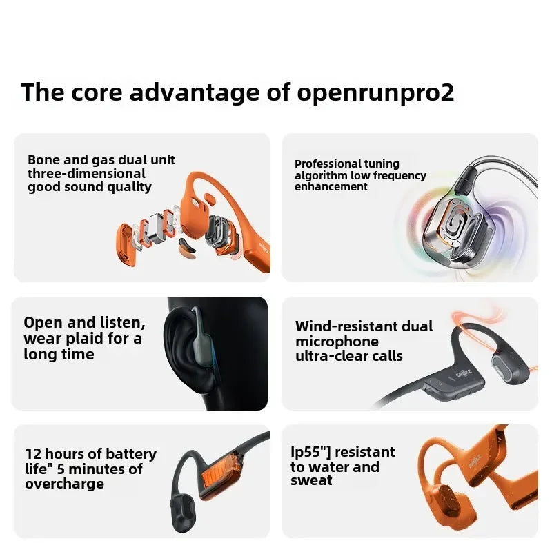 Słuchawki na przewodnictwo kostne shokz openrun pro 2 bluetooth s820 s821mini