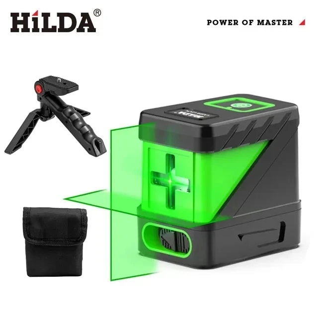 HILDA 2 Lines Green Laser Level - Self-Levelling Cross Line Mini Tool