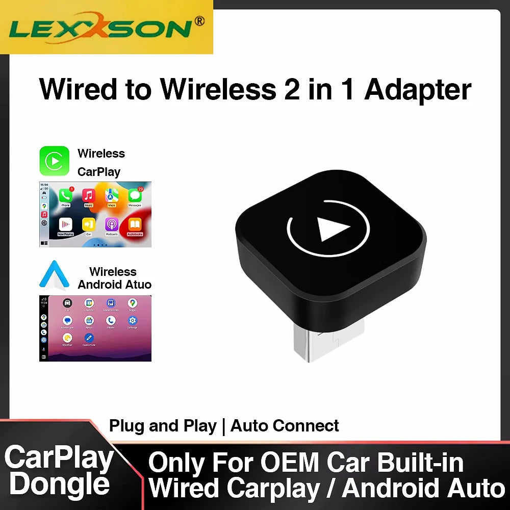 Adapter 2w1 bezprzewodowy carplay i android auto | inteligentny box ai do samochodów