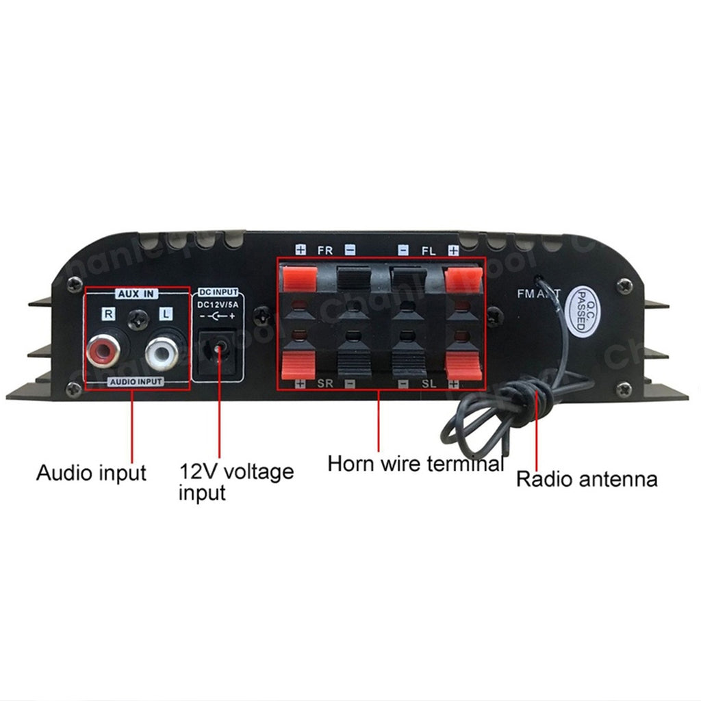 Wzmacniacz dźwięku hi-fi 1600w peak, 4-kanałowy cyfrowy, z bluetooth, karaoke i radiem fm, obsługa pilotem