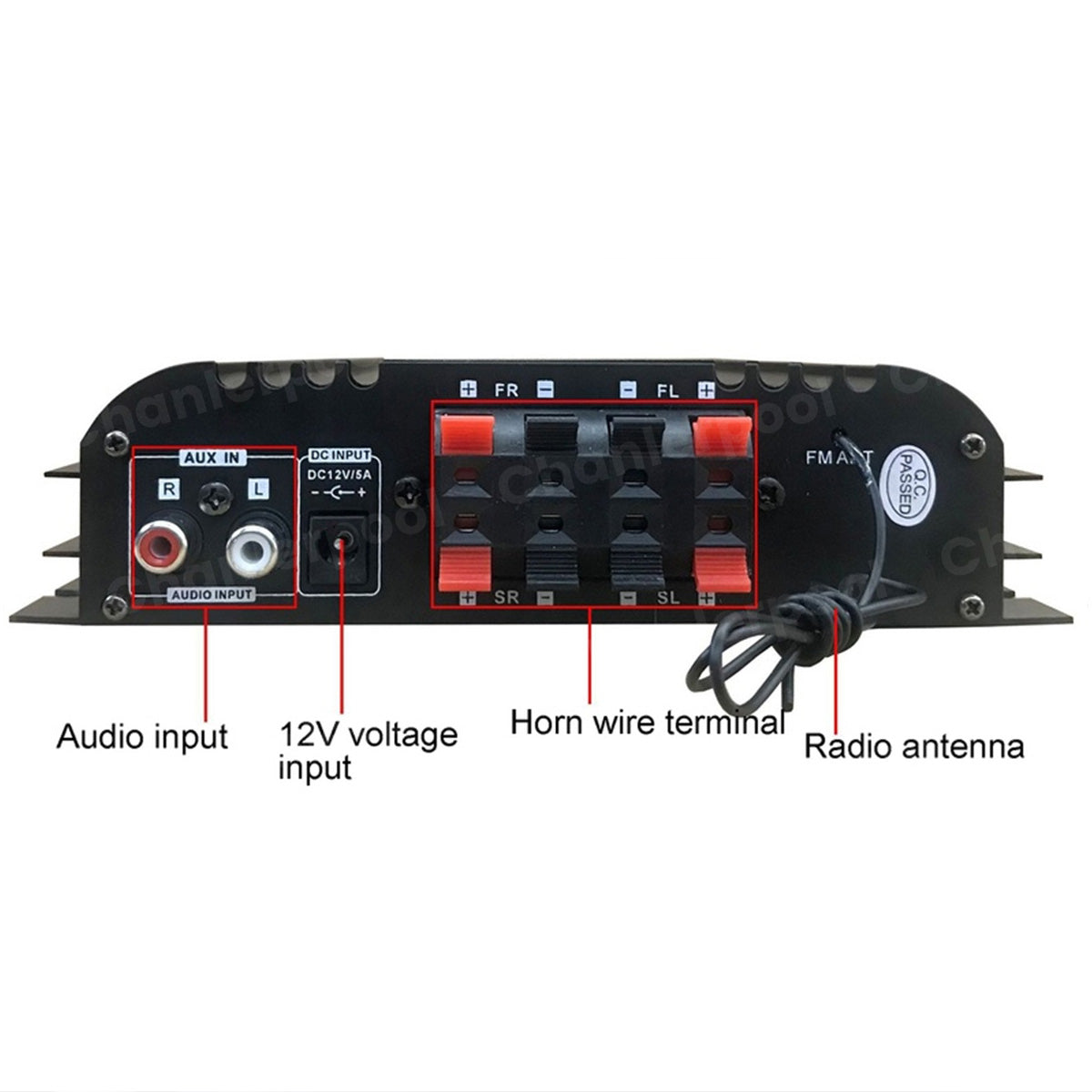 Wzmacniacz dźwięku hi-fi 1600w peak, 4-kanałowy cyfrowy, z bluetooth, karaoke i radiem fm, obsługa pilotem