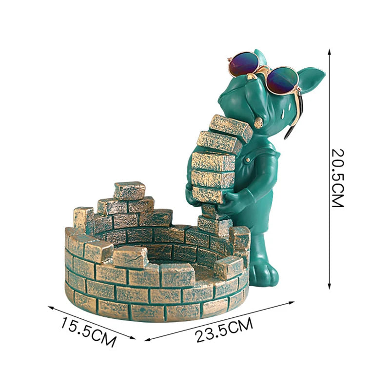 Elegancka statua psa z żywicy vabena ze schowkiem do wystroju domu