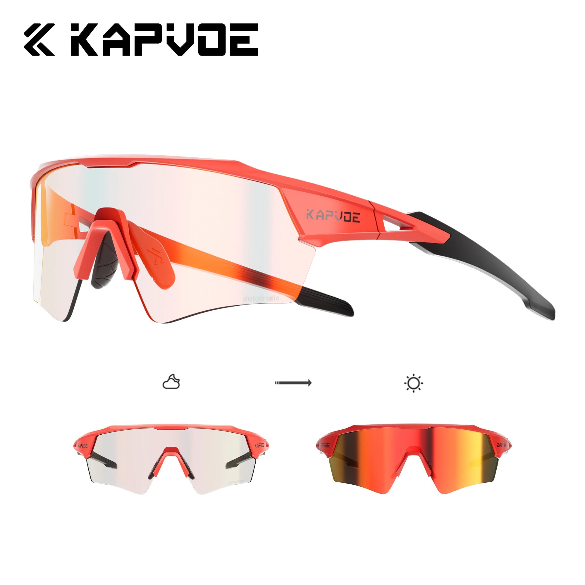 Okulary rowerowe kapvoe fotochromowe mtb uv400 do biegów i sportów na świeżym powietrzu