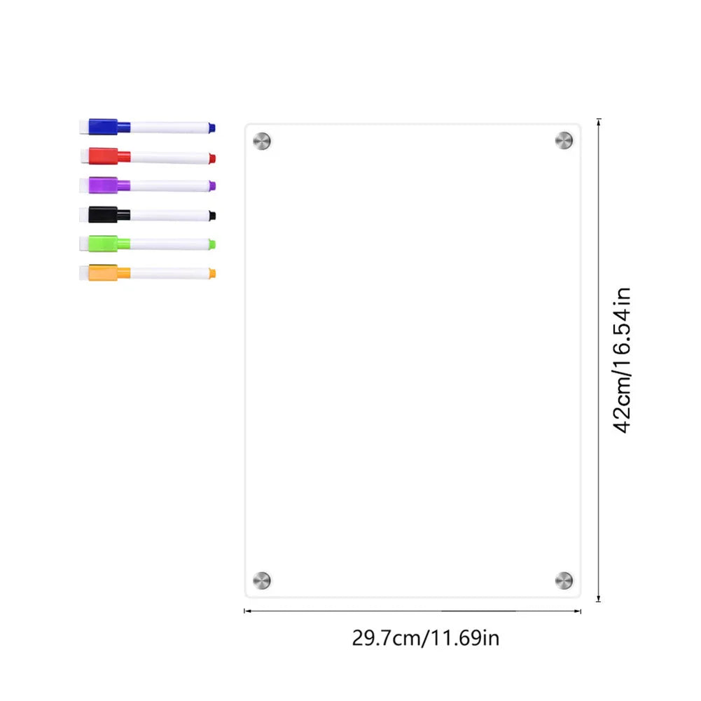 Vabena Clear Acrylic Magnetic Fridge Calendar | Weekly & Monthly Dry Erase Board