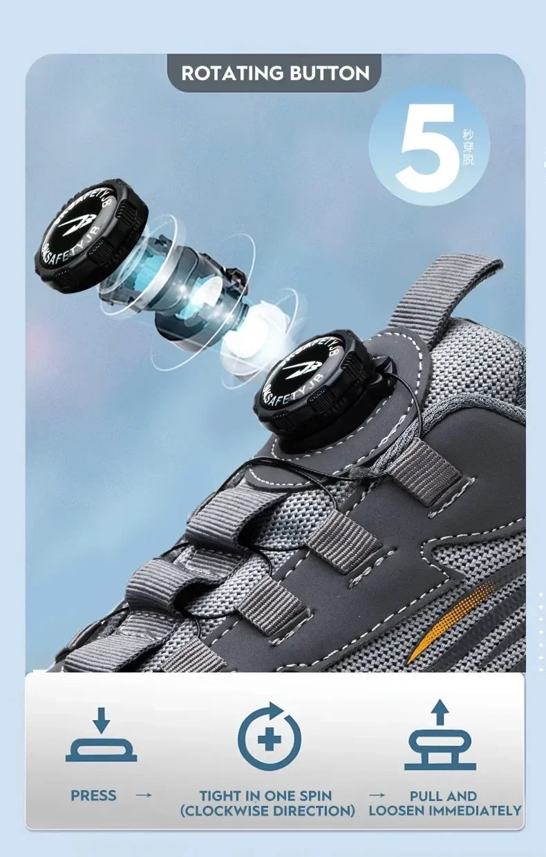 Vabena bezsznurowe buty robocze ze stalowym podnoskiem dla najwyższego komfortu