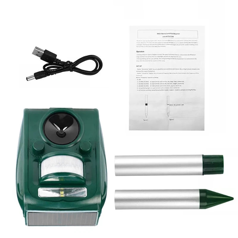 Solar Ultrasonic Animal Repeller - Outdoor Pest Control