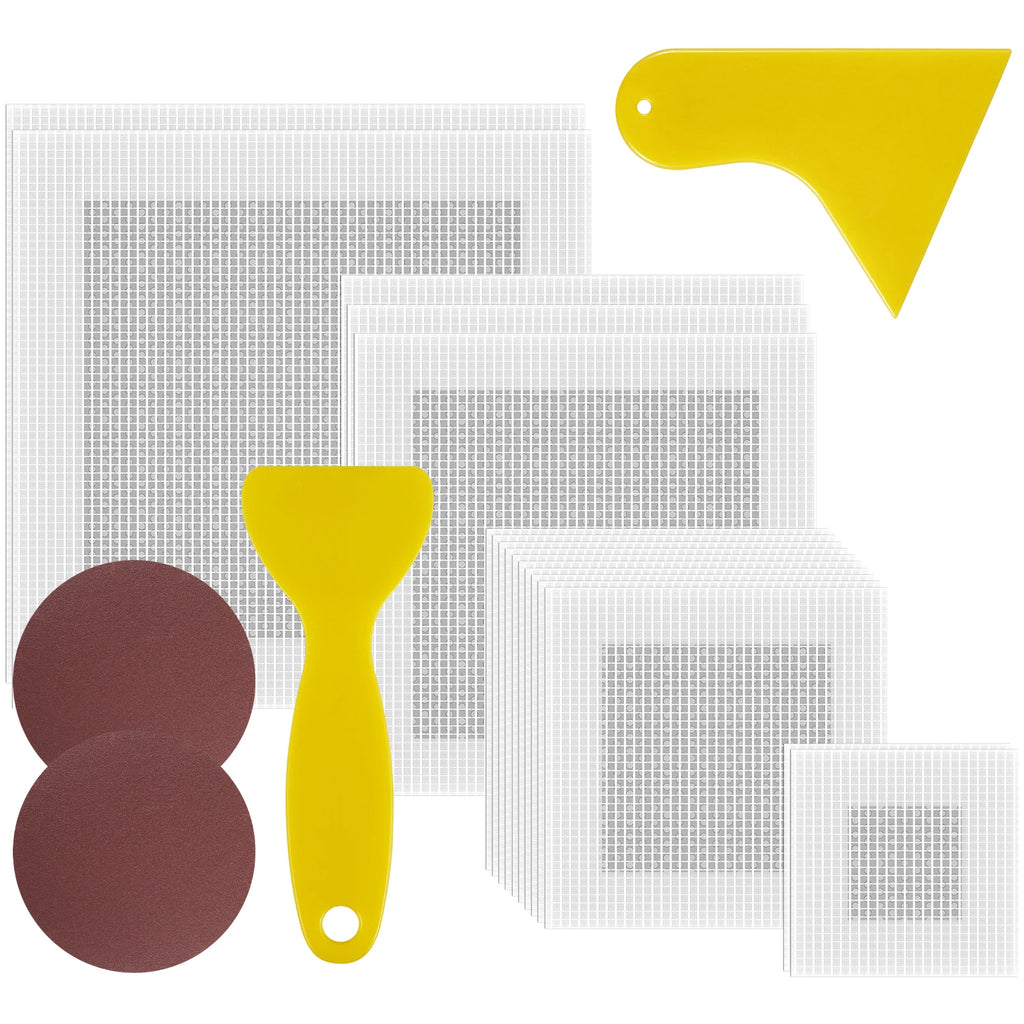 Drywall Repair Patch Kit - 21 Pcs Self-Adhesive Fiberglass Mesh (2/4/6/8 inch)